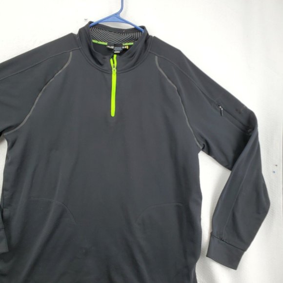 UNDER ARMOUR Shirt Men's Long Sleeve Quarter Zip High Neck Pullover Black XL - Picture 6 of 12